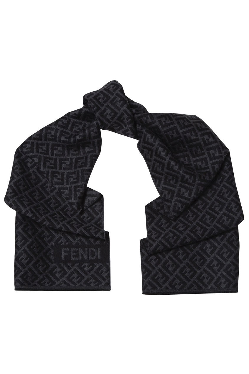 фото Серый шарф с монограммами fendi