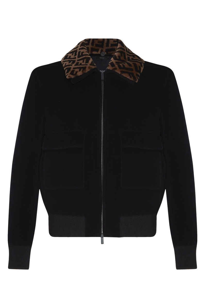 фото Черная куртка с контрастным воротником Fendi