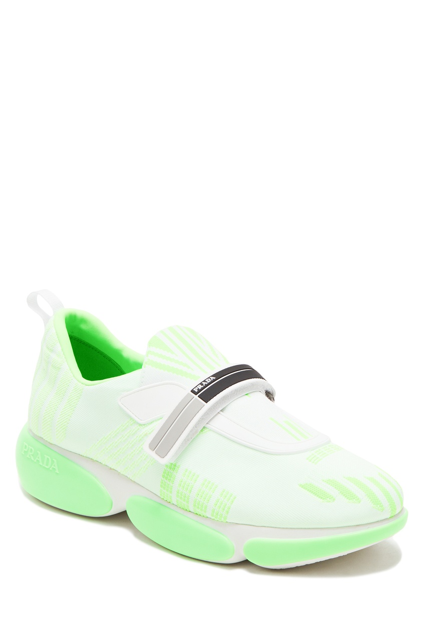 фото Бело-зеленые кроссовки Cloudbust Prada