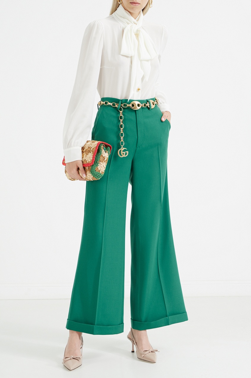 фото Зеленые брюки из шерсти gucci