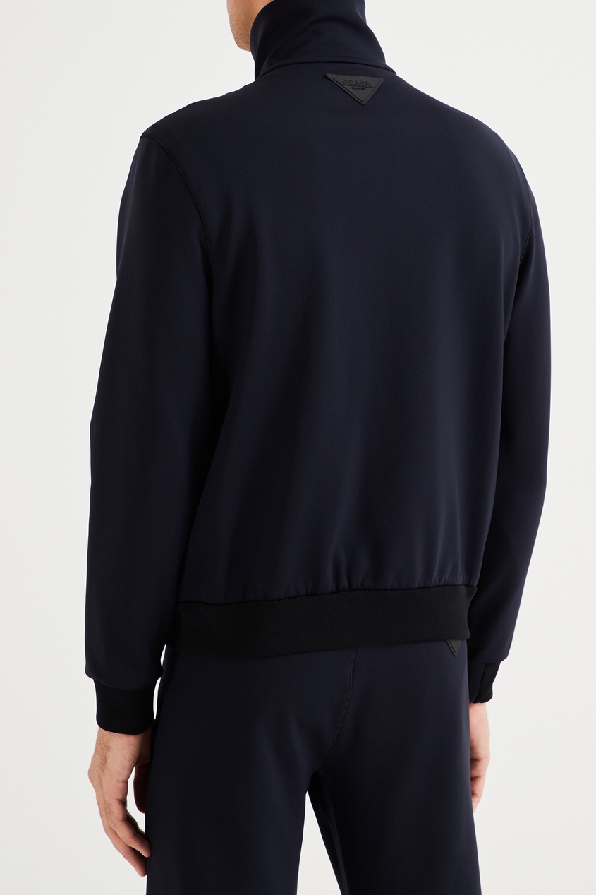 фото Трикотажная куртка темно-синего цвета Prada