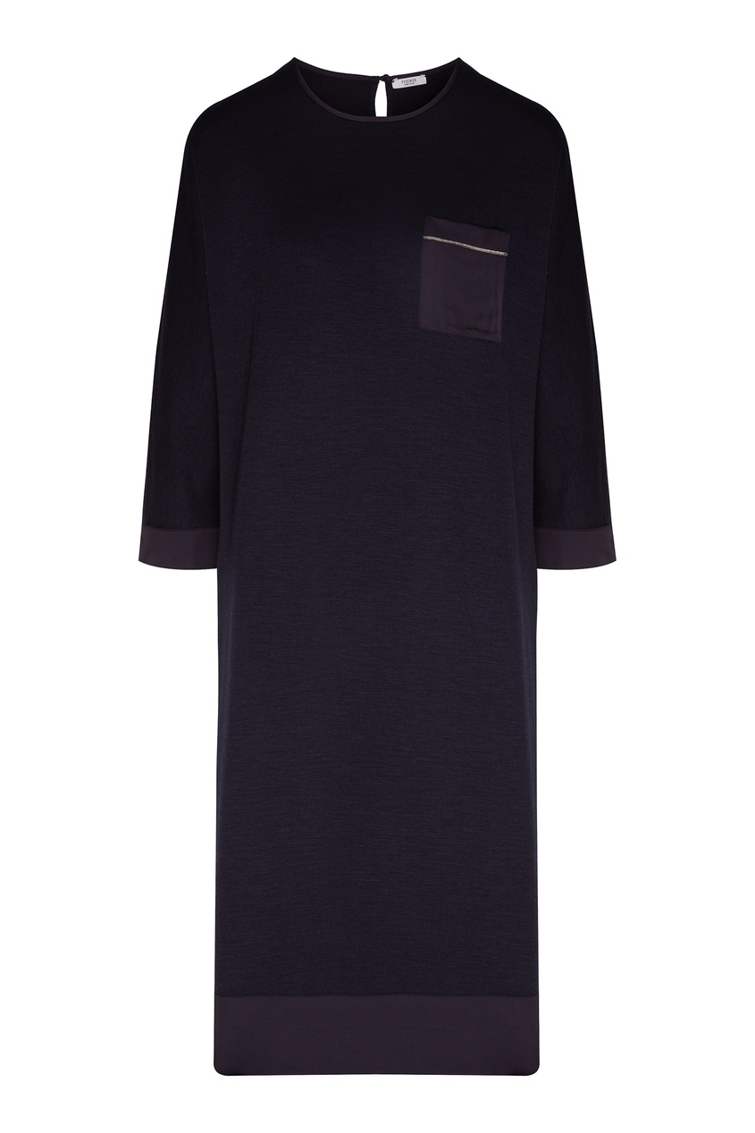 фото Темно-серое платье с накладным карманом peserico