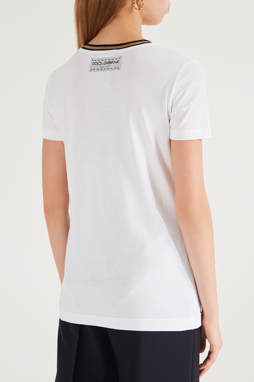 фото Белая футболка с контрастной отделкой dolce&gabbana