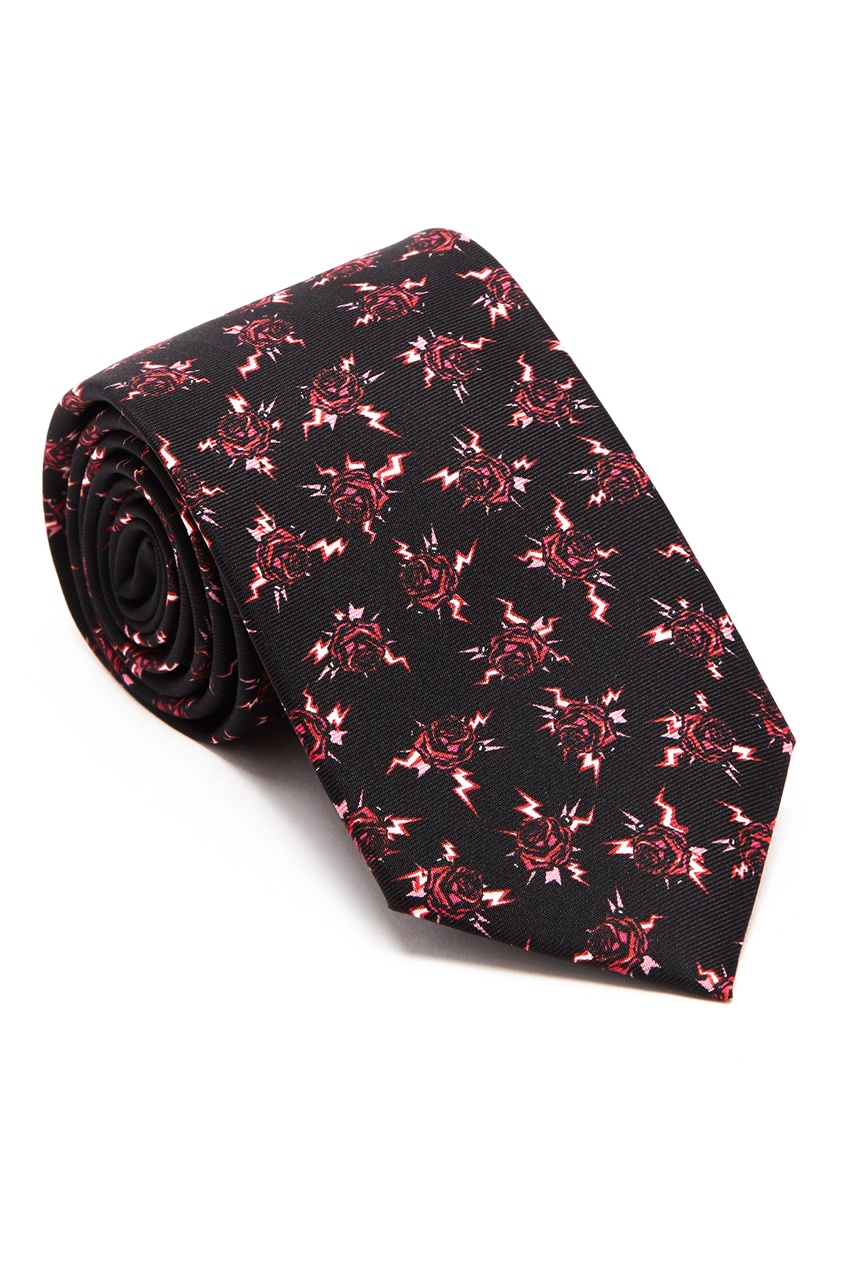фото Шелковый галстук с узором Prada