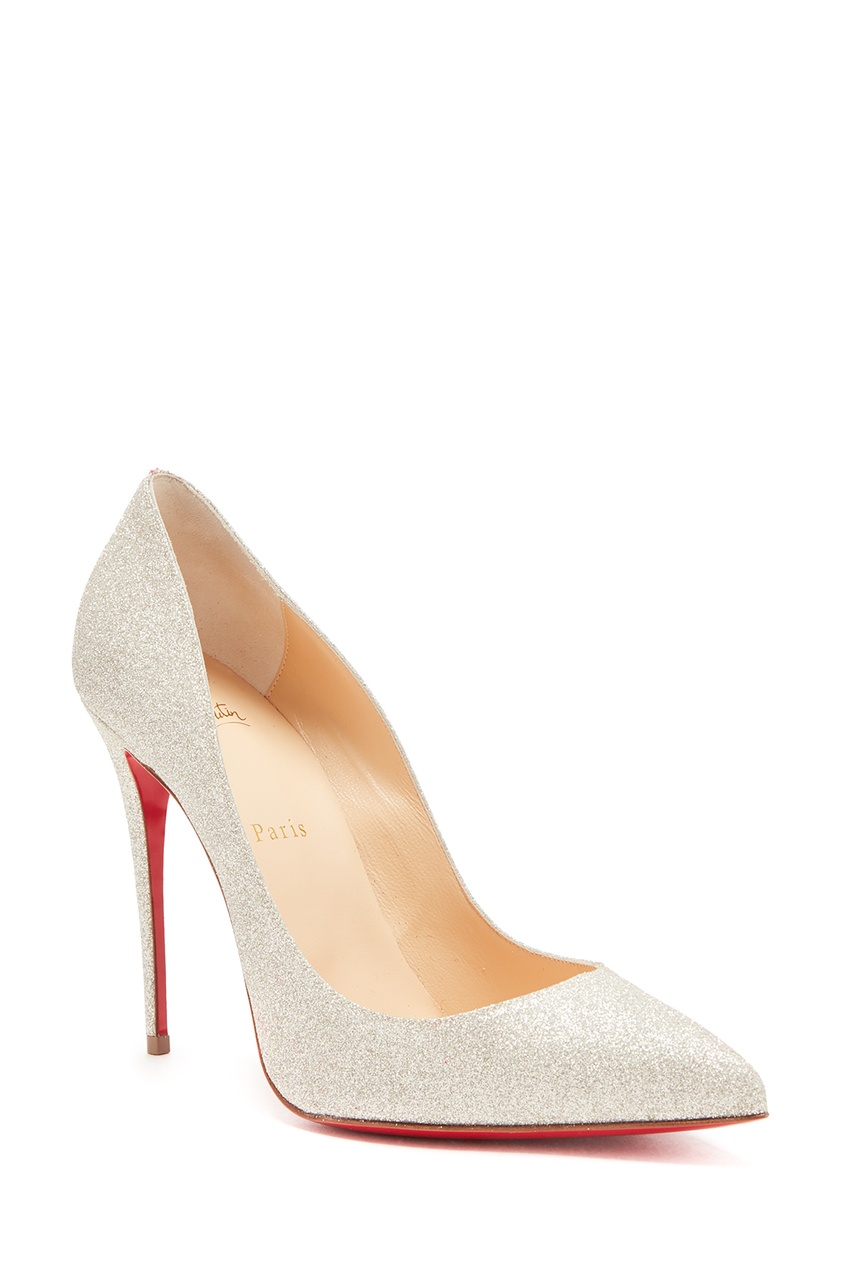 фото Серебристые туфли с глиттером Pigalle Follies Christian louboutin