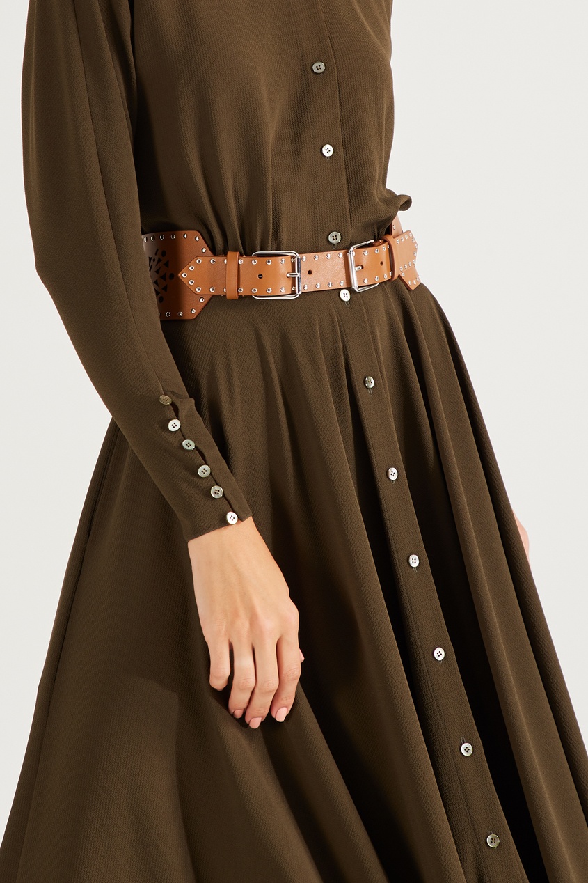 фото Коричневый ремень с ажурным узором yana dress