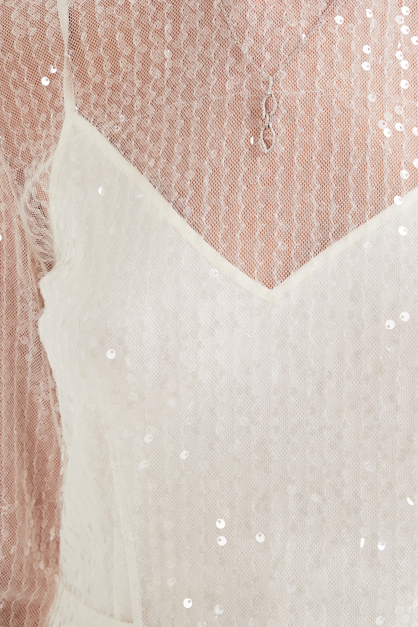 фото Сетчатое белое платье с пайетками like yana