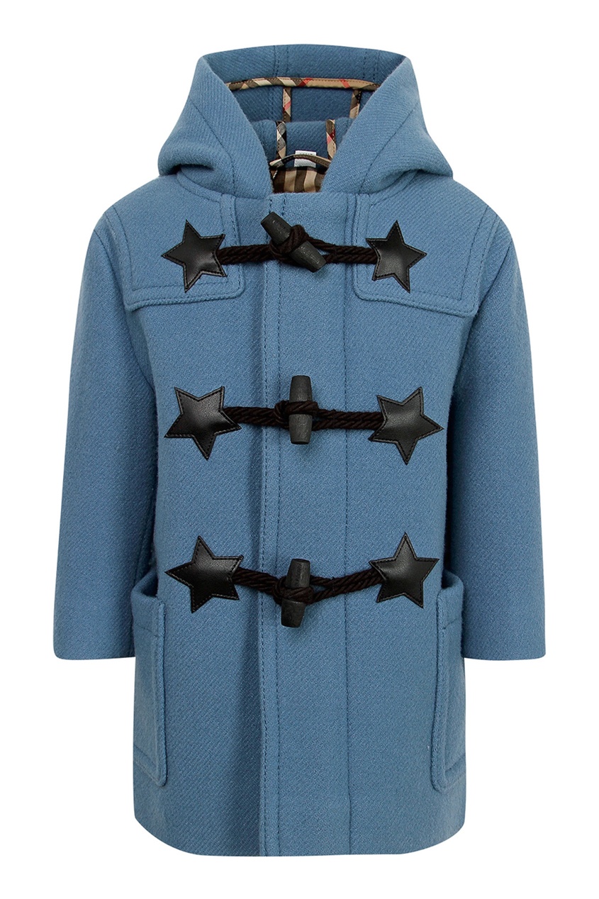 фото Голубое пальто с контрастными застежками burberry kids
