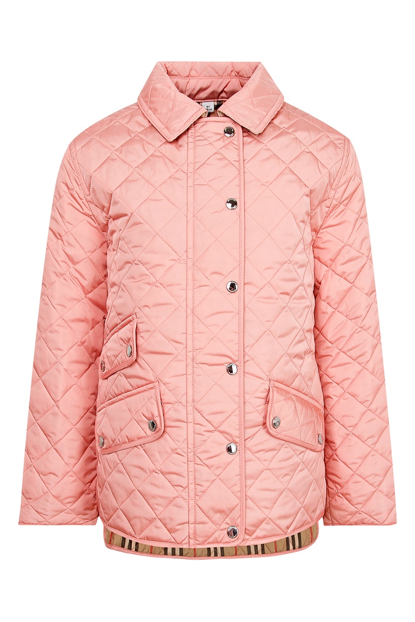 фото Стеганая куртка персиково-розового оттенка Burberry kids