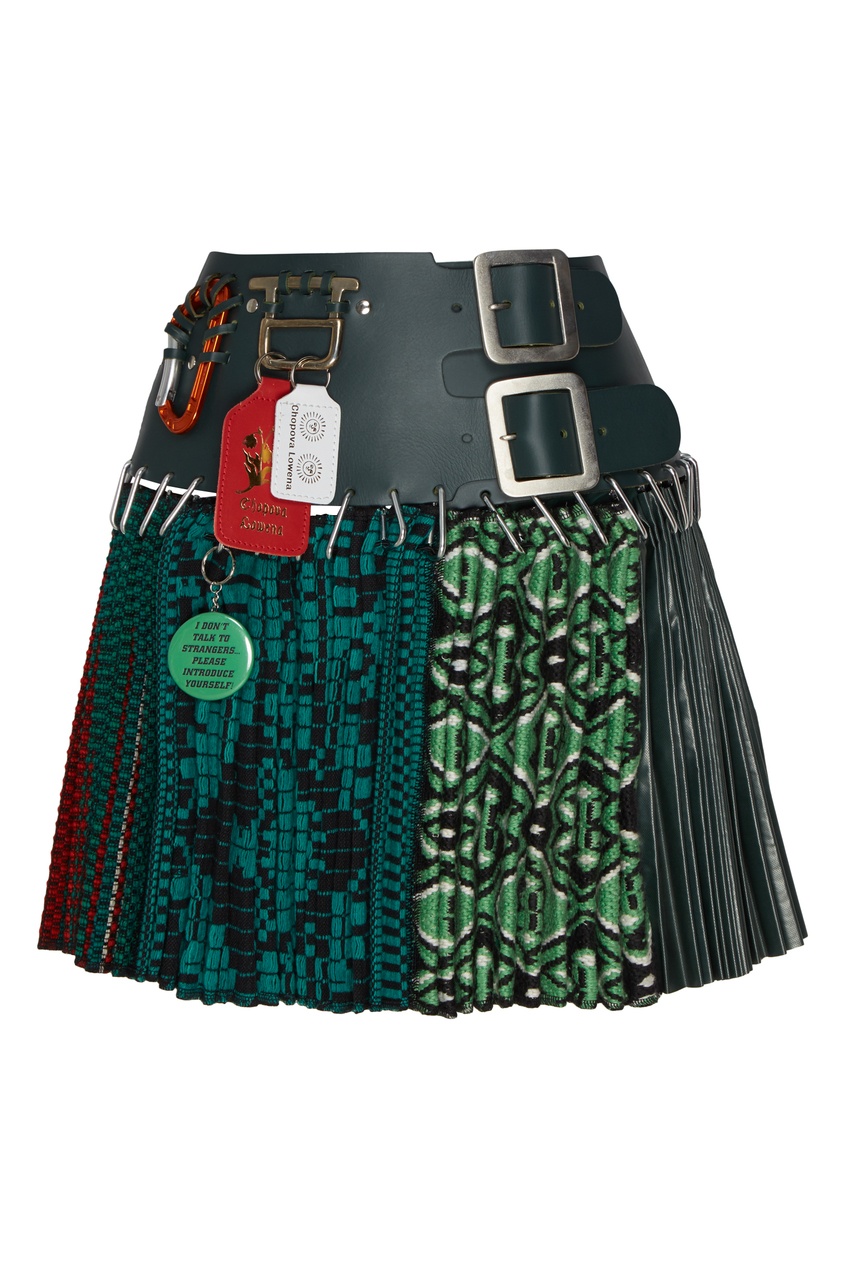 фото Зеленая юбка-мини с кожаным ремнем Chopova lowena