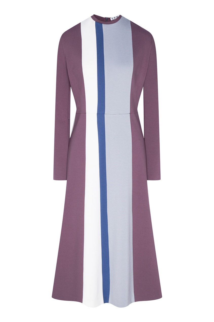 фото Серое платье-миди с контрастными полосами Erma