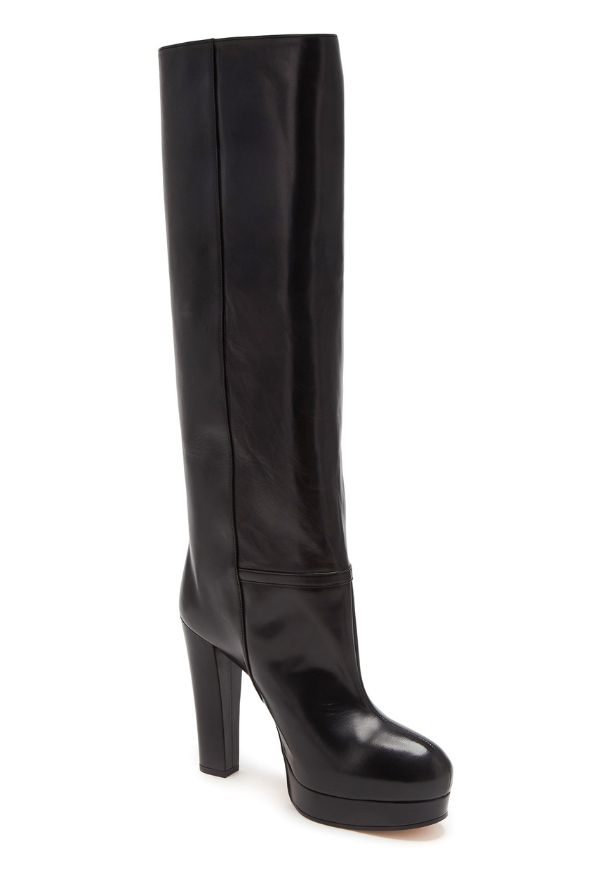 Черные кожаные сапоги Gucci BLACK 470151598
