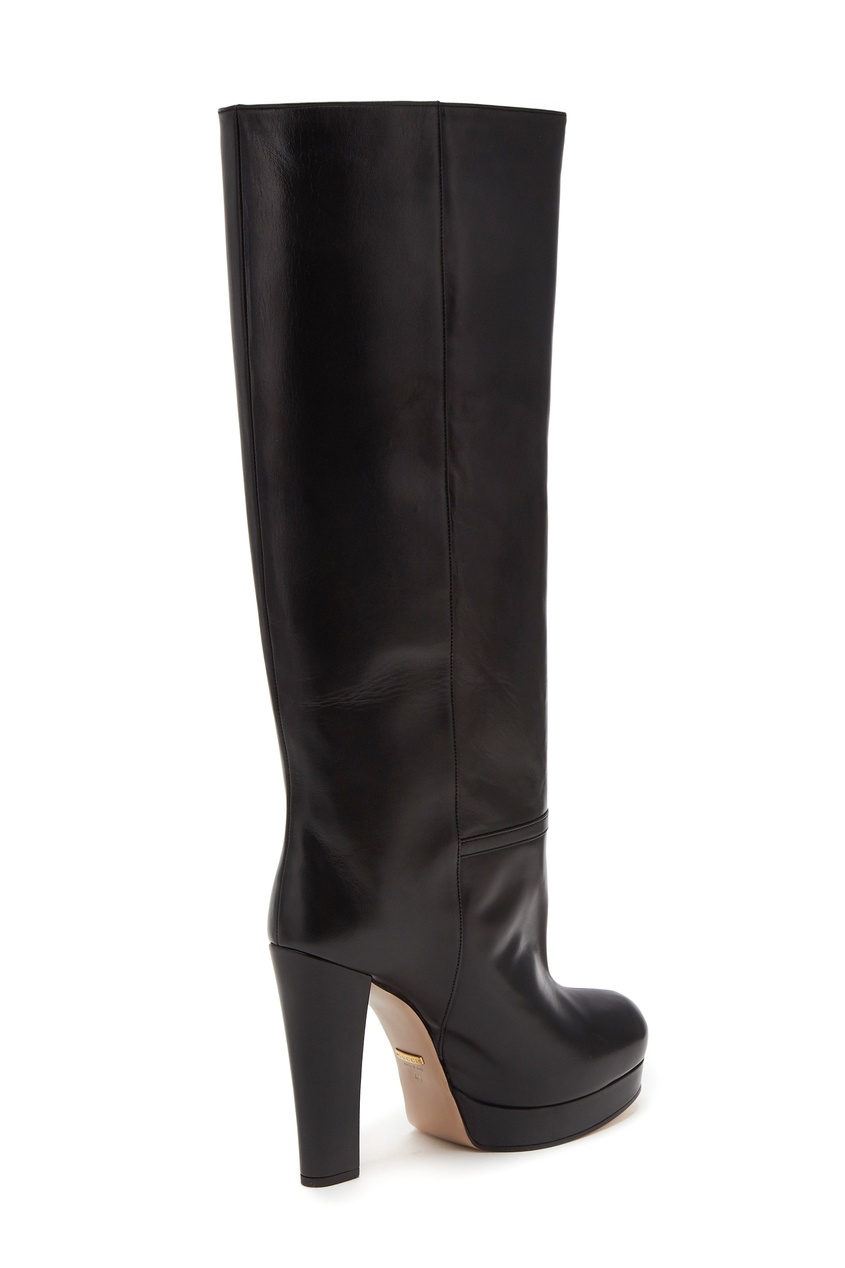 Черные кожаные сапоги Gucci BLACK 470151598