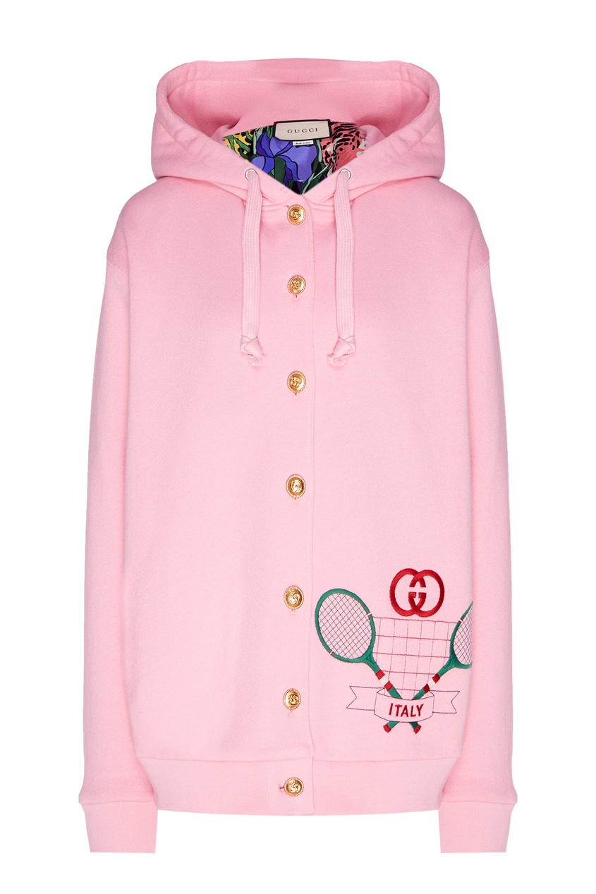 фото Розовый хлопковый кардиган с вышивкой Gucci