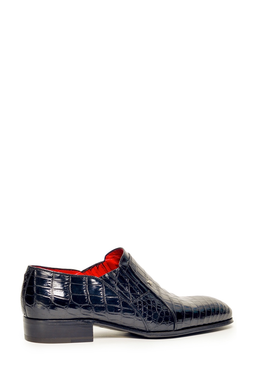 фото Черные глянцевые туфли из кожи аллигатора artioli