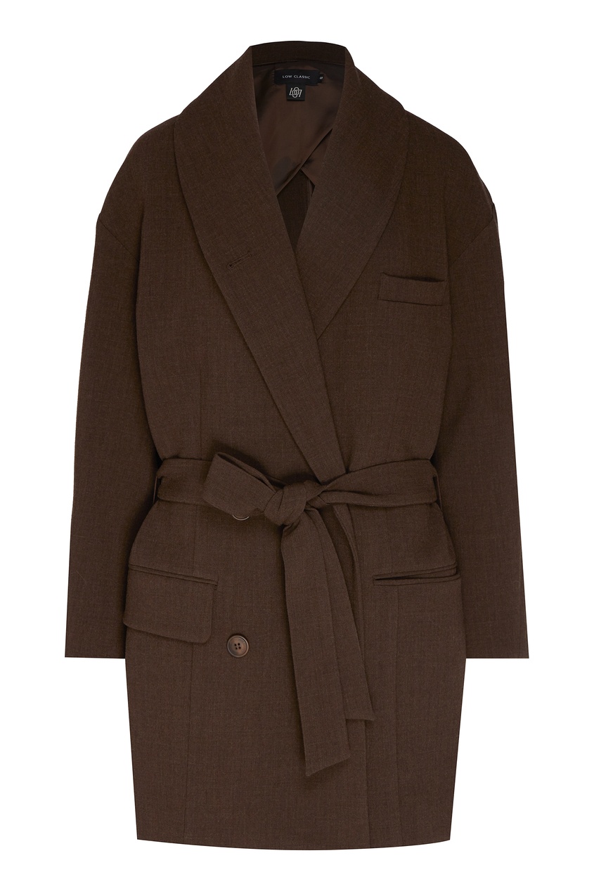 фото Двубортное пальто коричневого цвета low classic