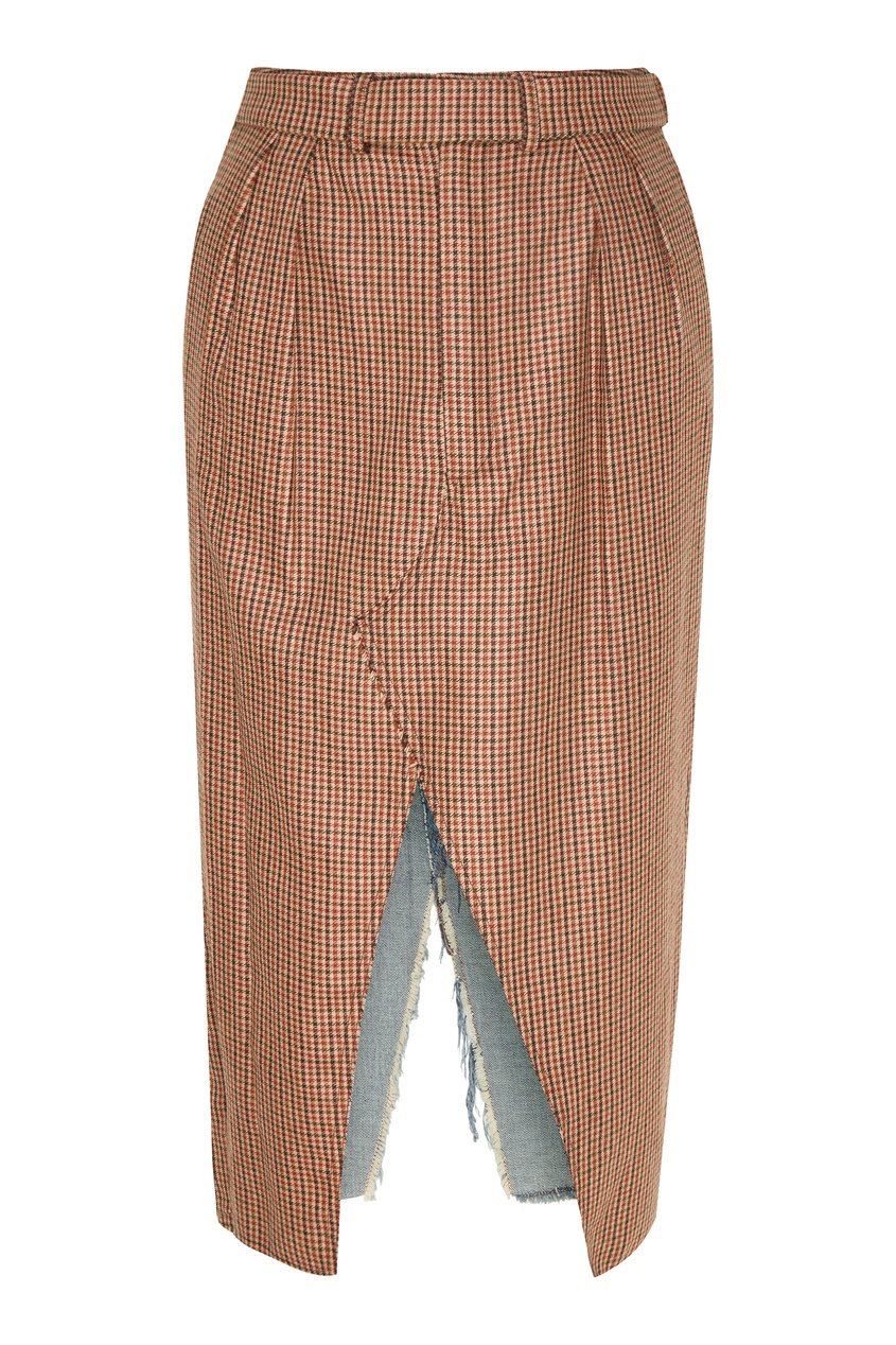 фото Комбинированная юбка-карандаш с разрезом спереди Unravel project