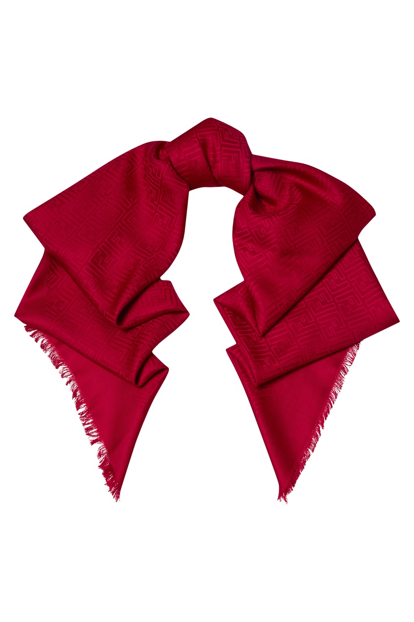 фото Красная шаль с фактурной отделкой Fendi