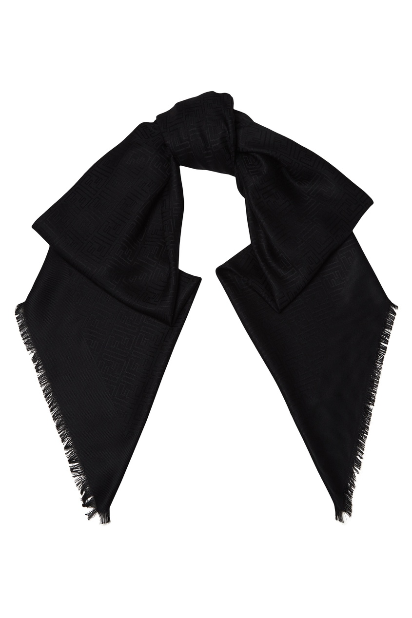 фото Черная шаль с фактурной отделкой Fendi