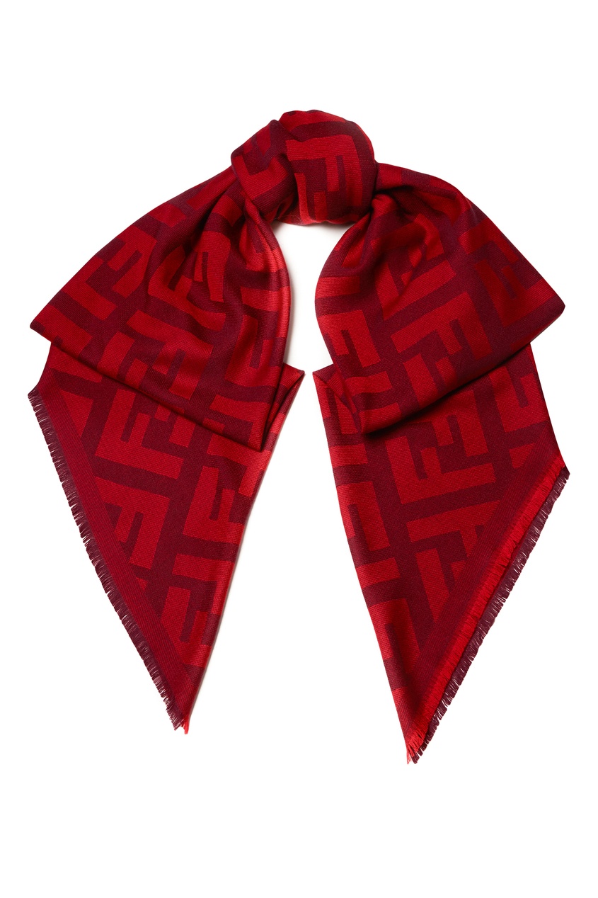 фото Красная шаль с монограммами Fendi