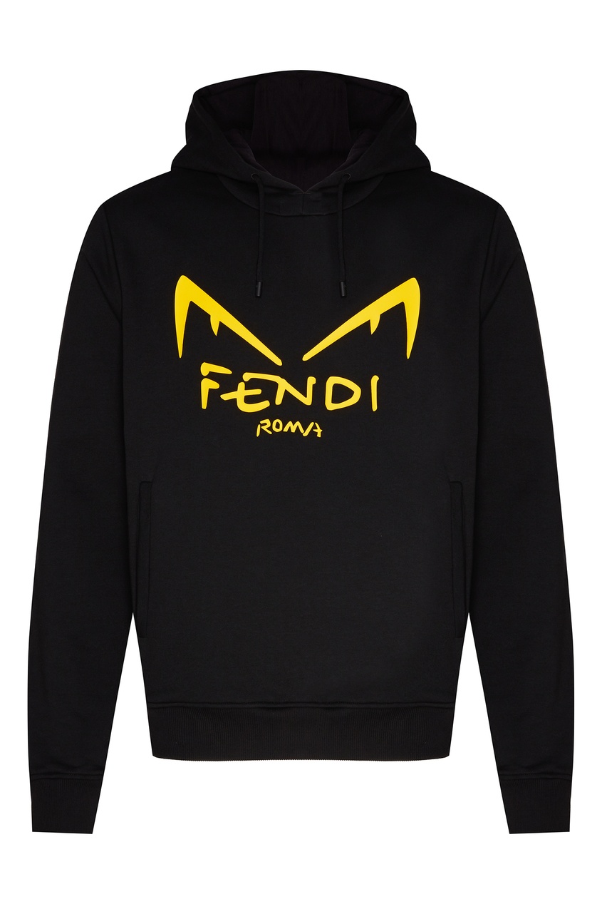 фото Черное худи со стилизованным логотипом Fendi
