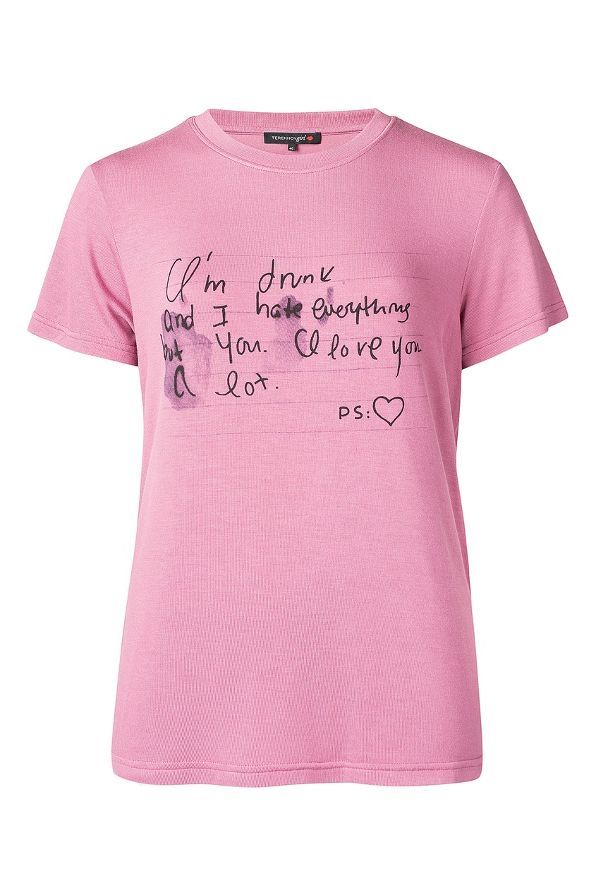 фото Розовая футболка с графичным принтом terekhov girl