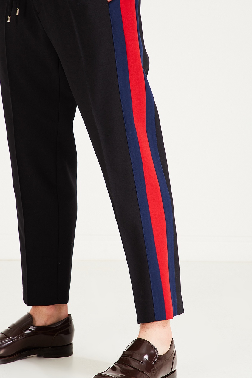 фото Черные брюки с двухцветными лампасами Gucci man