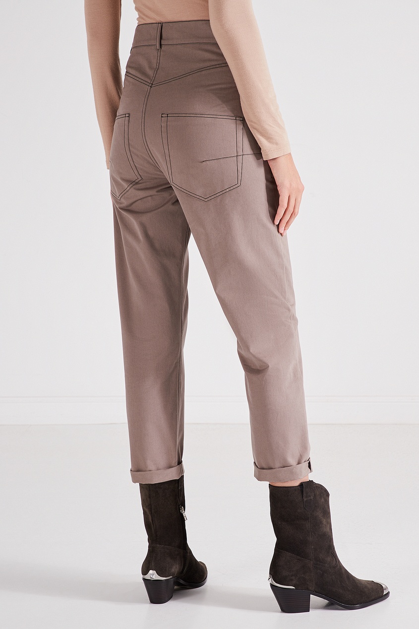 фото Бежевые брюки с контрастной строчкой Izeta