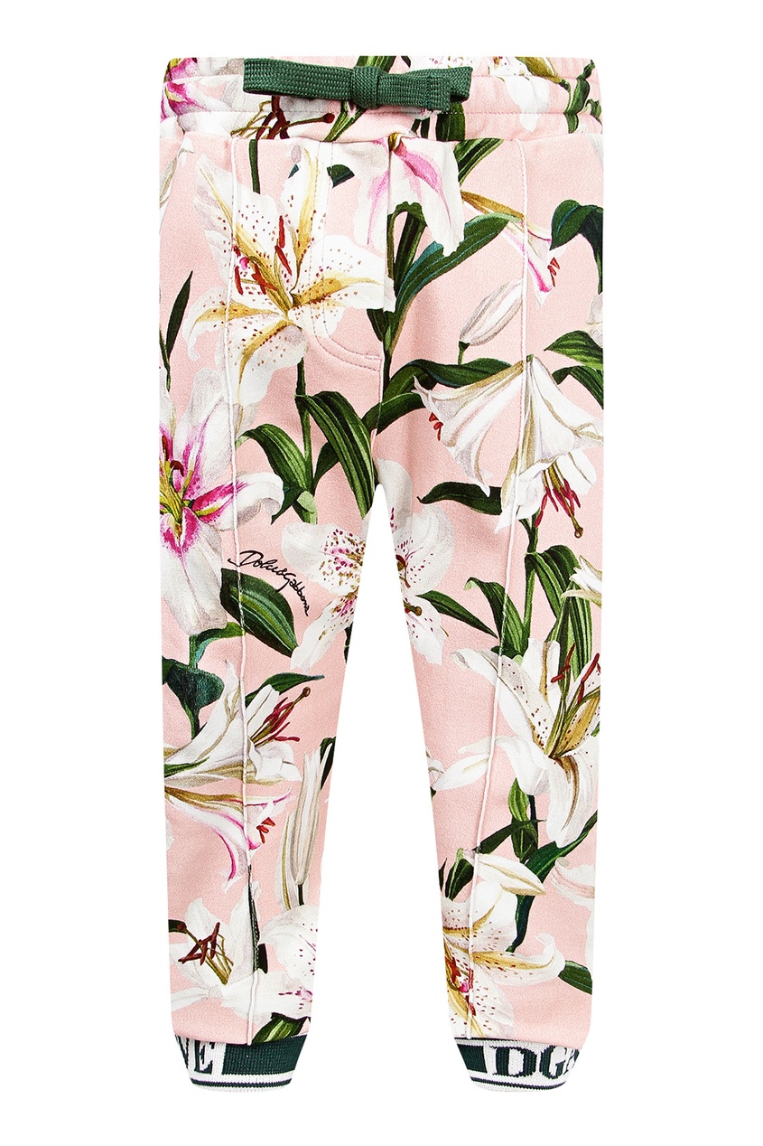 фото Розовые спортивные брюки с цветочным узором dolce&gabbana