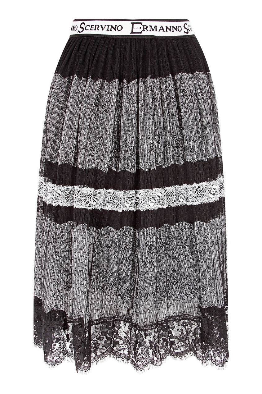 фото Черно-белая кружевная юбка ermanno scervino