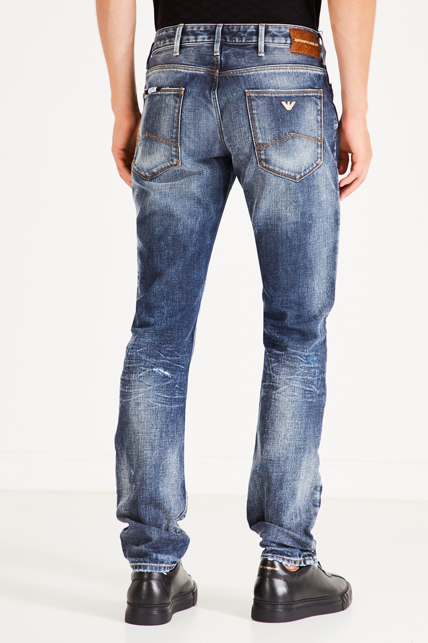 фото Синие джинсы с прорезями emporio armani