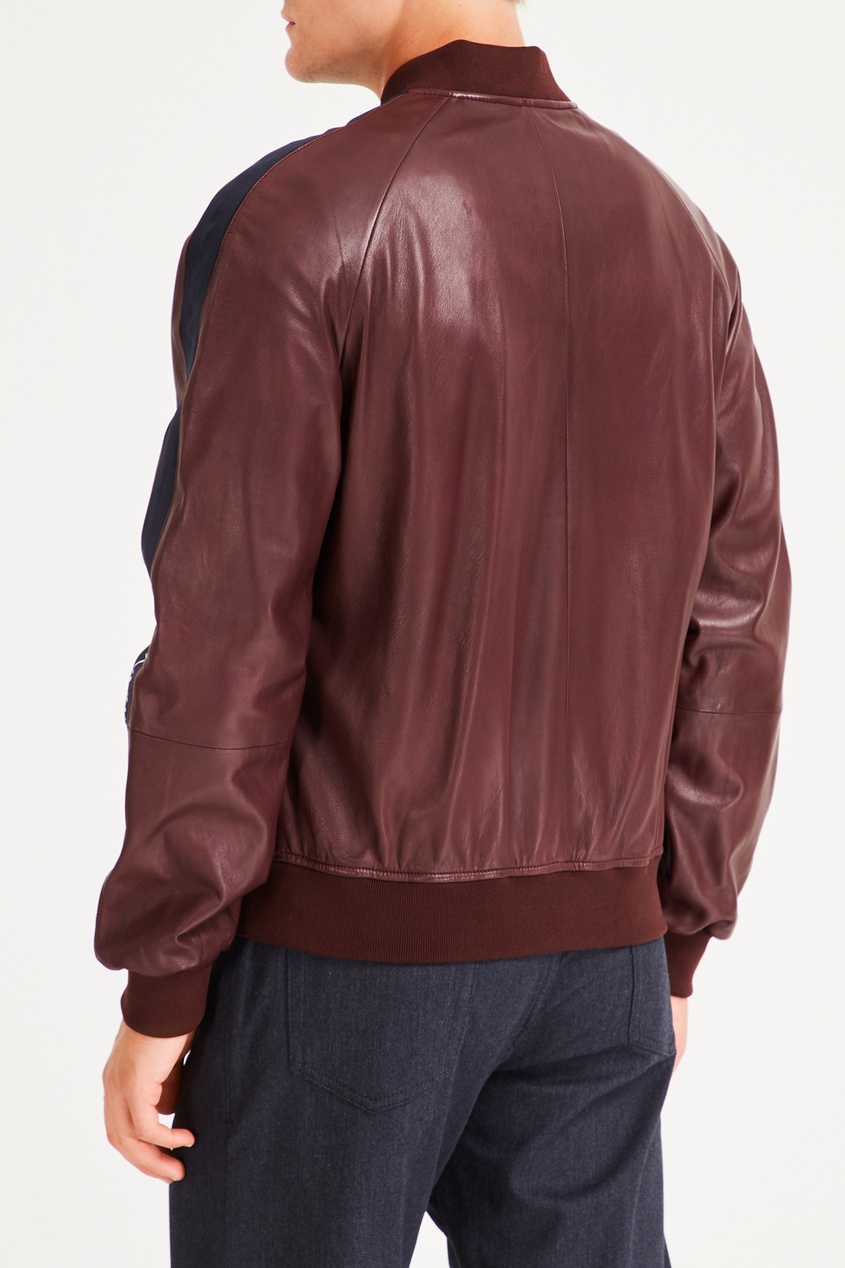 фото Бордовая куртка из кожи Emporio armani