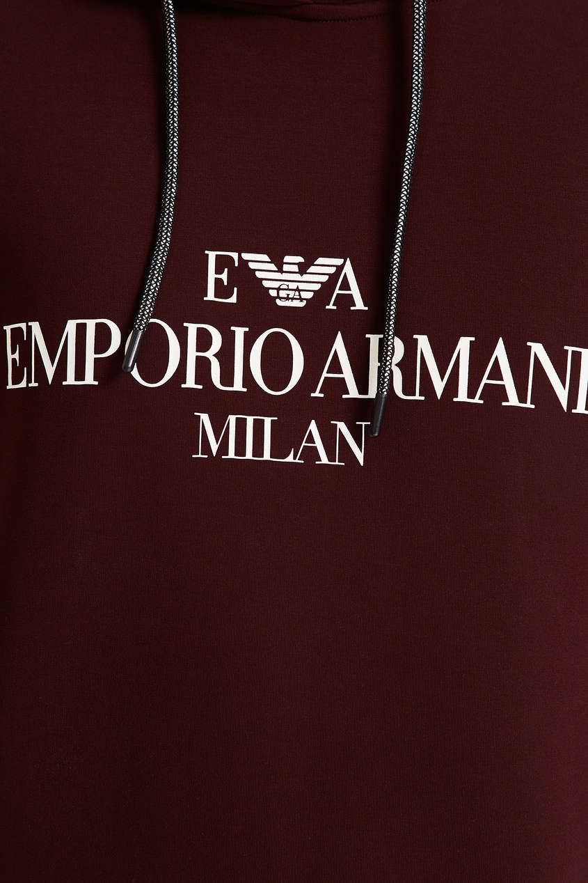 фото Худи бордового оттенка с логотипом emporio armani