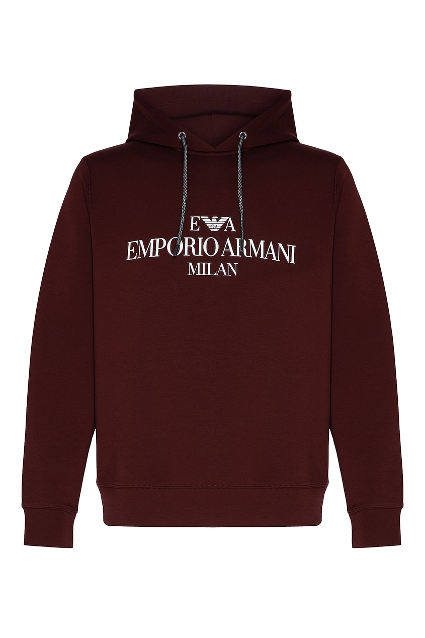 фото Худи бордового оттенка с логотипом emporio armani