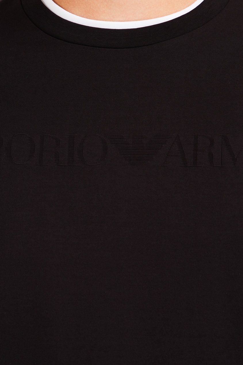 фото Черная футболка с рельефным логотипом emporio armani