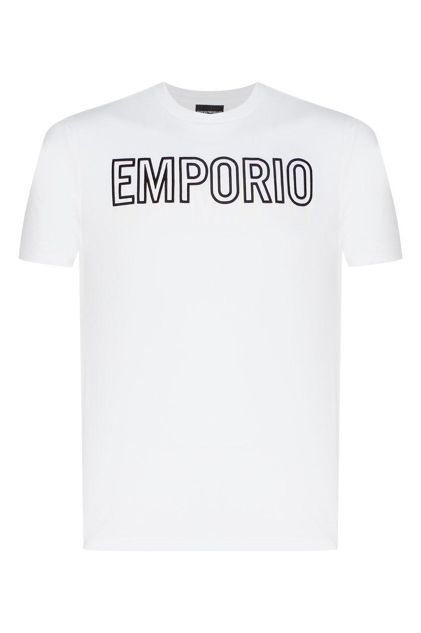 фото Белая футболка с контрастным логотипом emporio armani