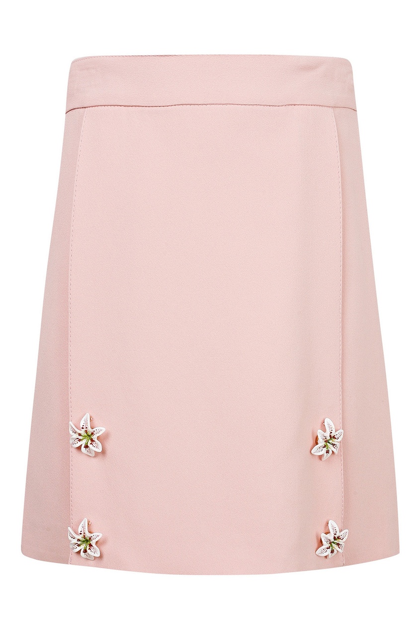фото Прямая розовая юбка с цветами dolce&gabbana