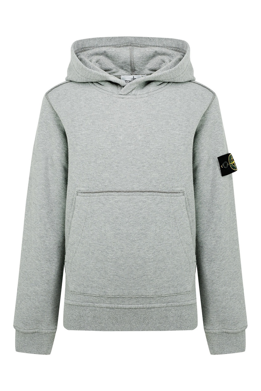 фото Серое худи с карманом stone island kids