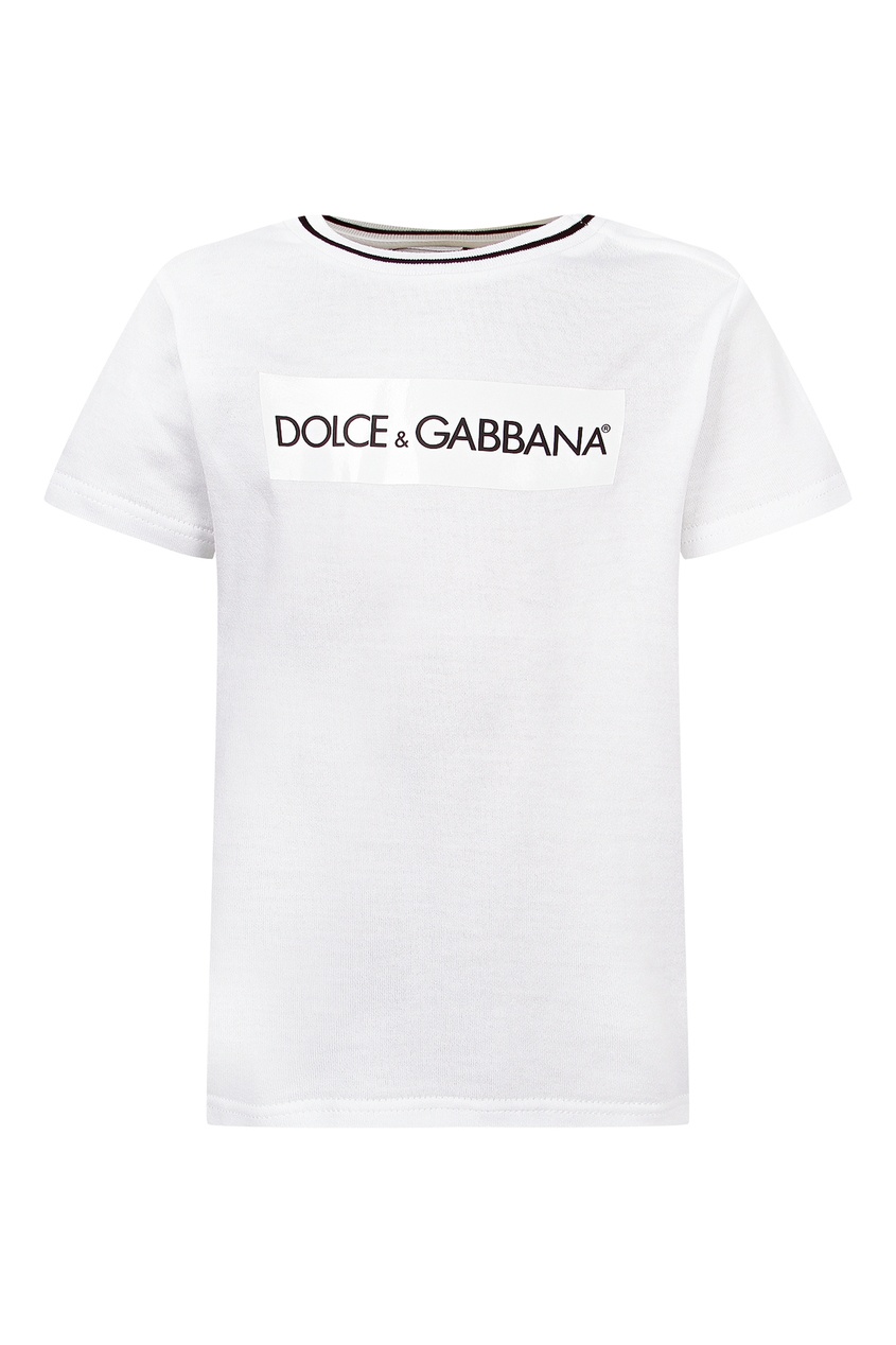 фото Серая футболка с белой аппликацией dolce&gabbana
