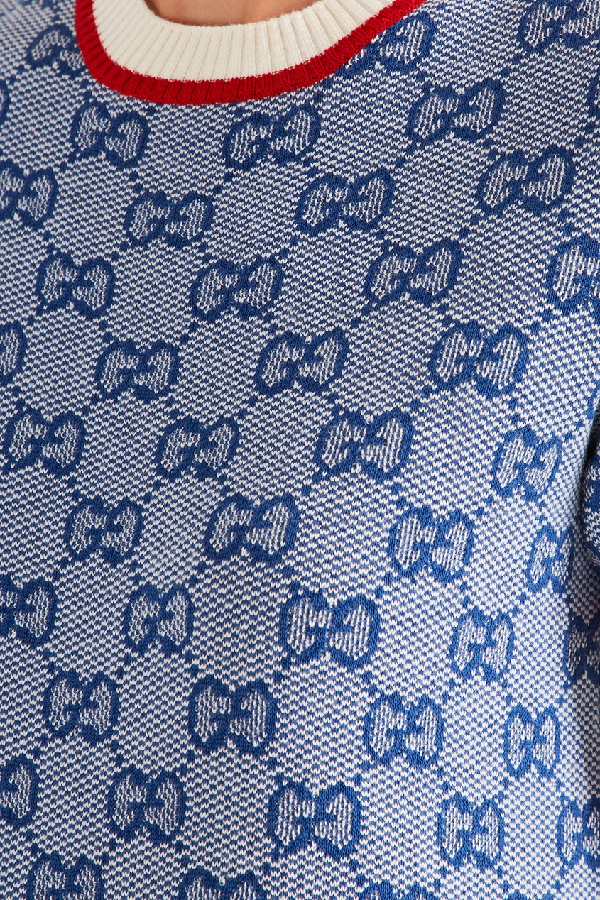 фото Синее платье с монограммами gucci