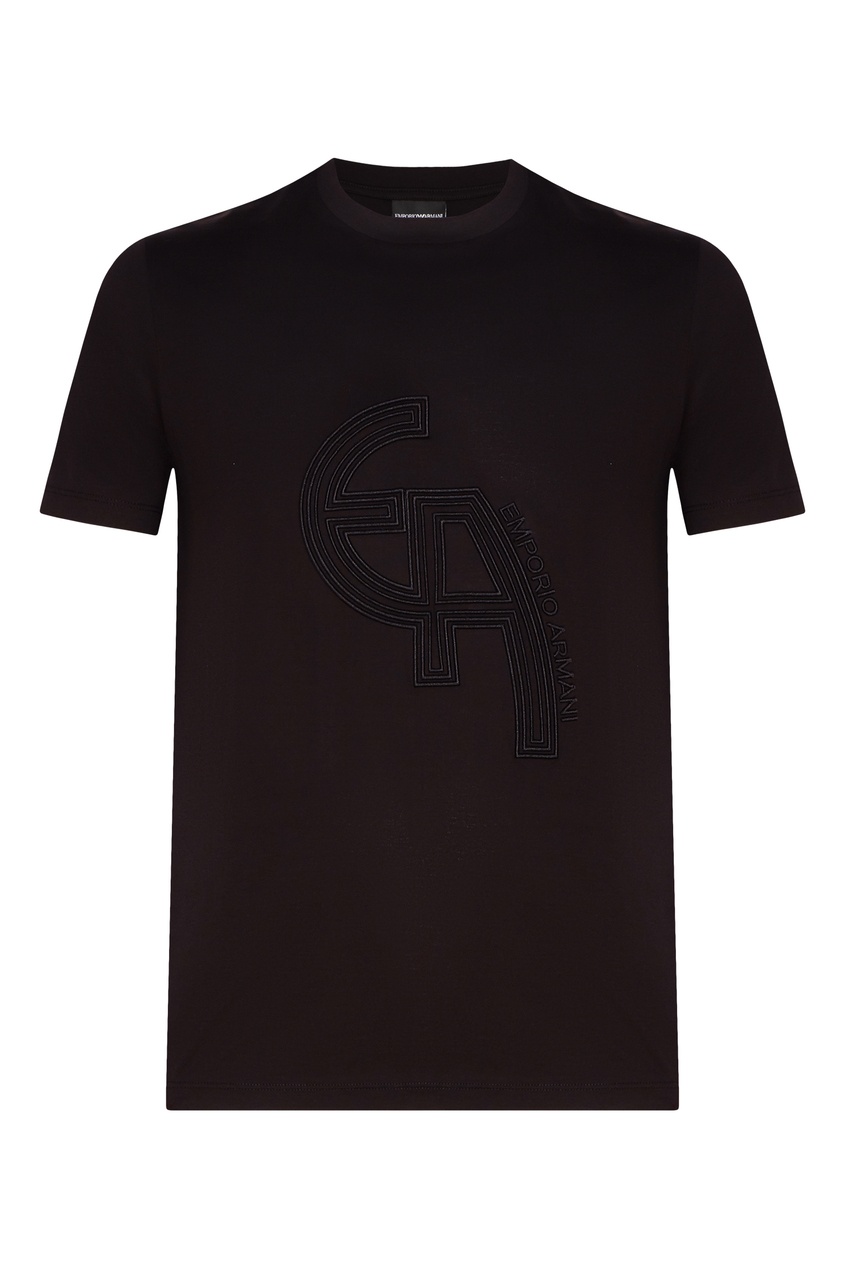 фото Черная футболка с рельефным логотипом emporio armani