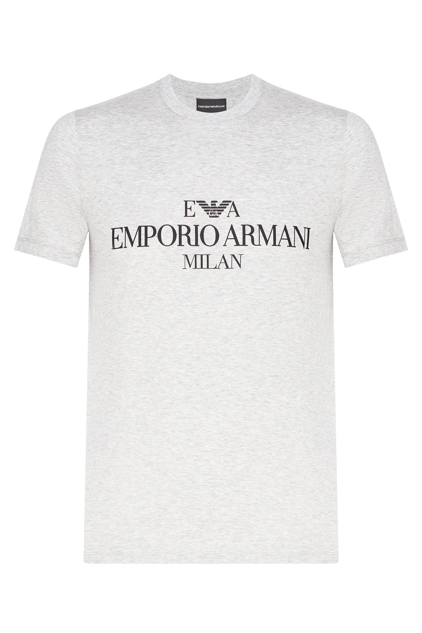 фото Серая меланжевая футболка с логотипом emporio armani