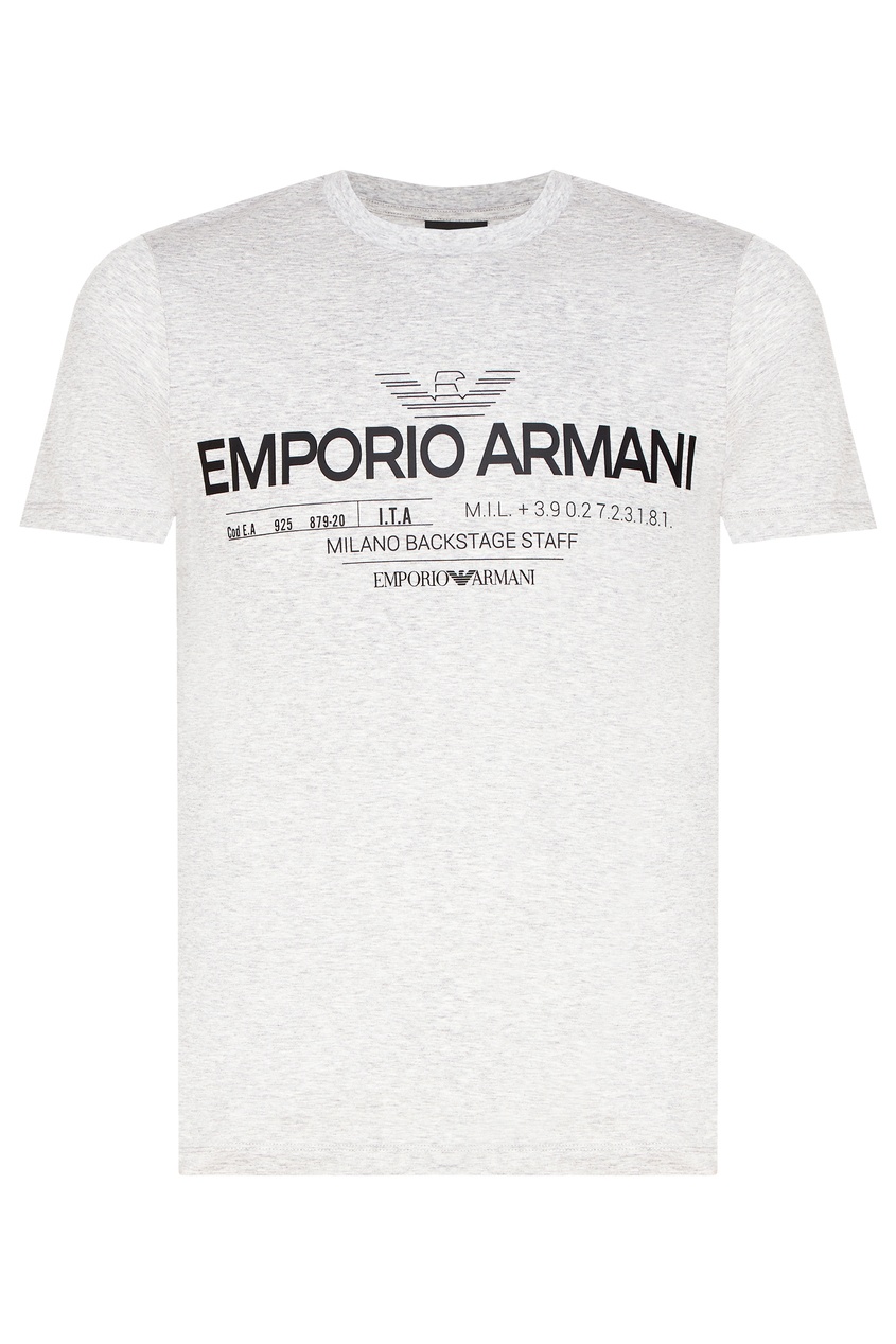 фото Светло-серая футболка с логотипом emporio armani