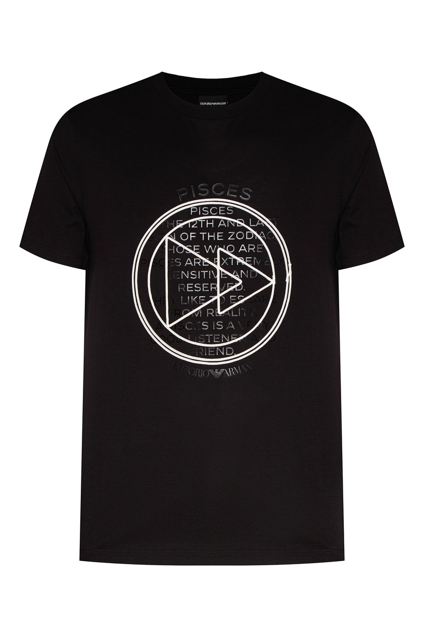 фото Черная футболка с круглым логотипом emporio armani