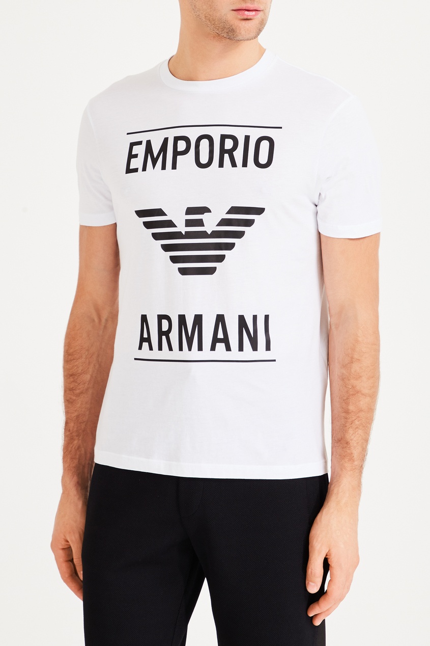 фото Белая футболка с крупным логотипом emporio armani