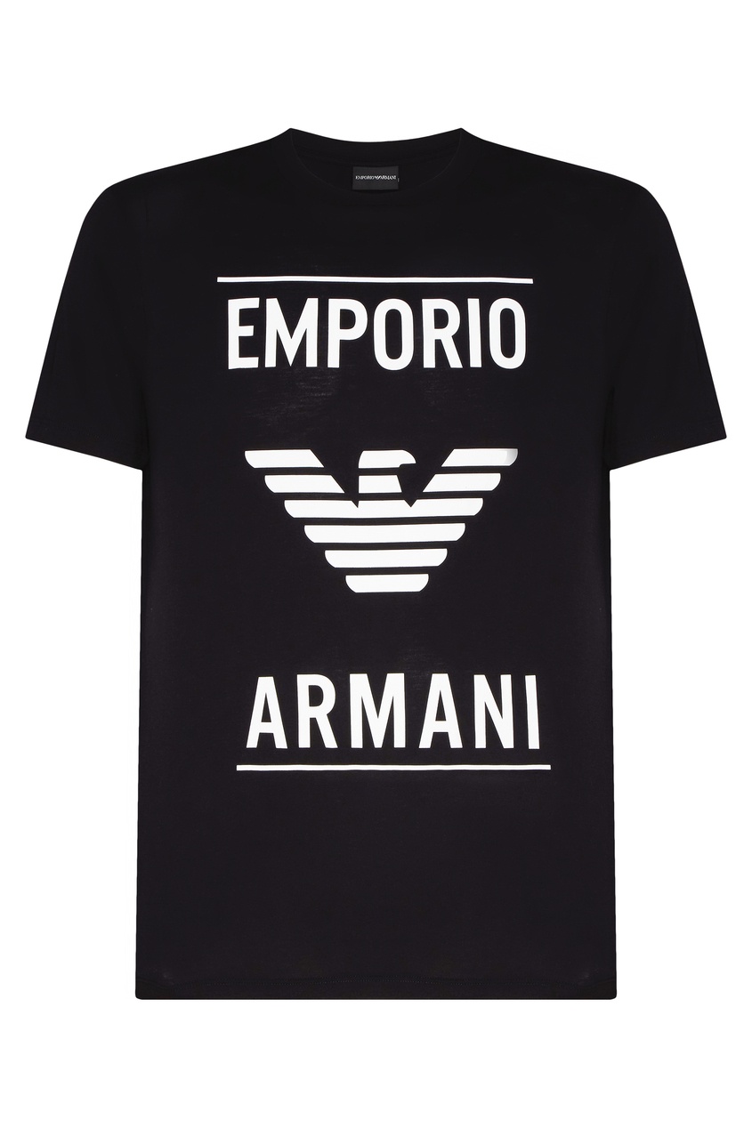фото Черная футболка с крупным логотипом emporio armani