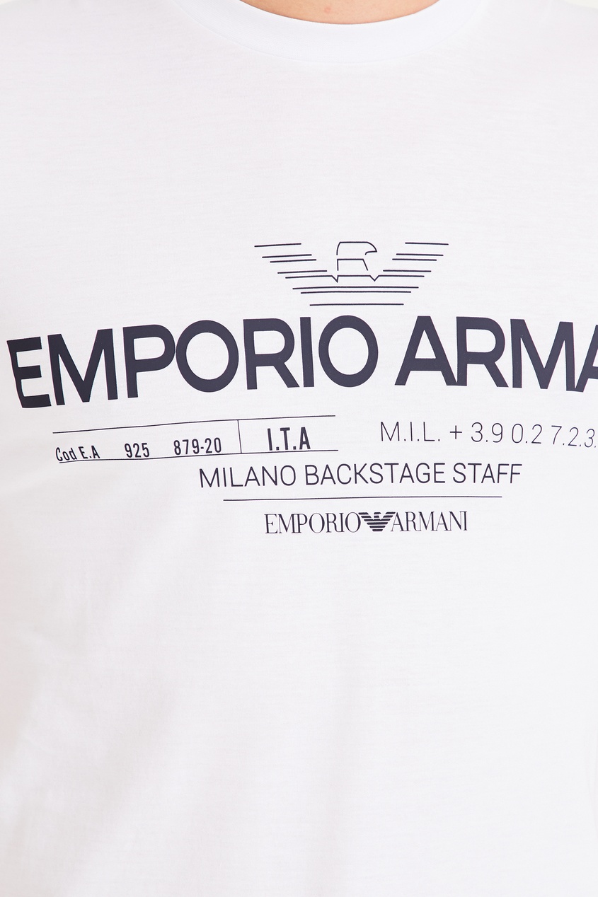 фото Белая футболка с фирменным логотипом emporio armani