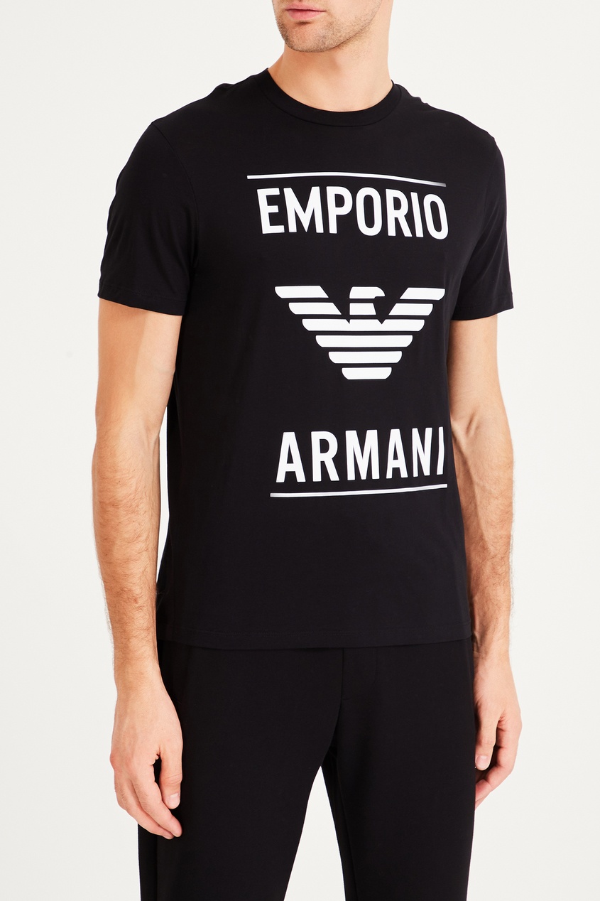 фото Черная футболка с крупным логотипом emporio armani