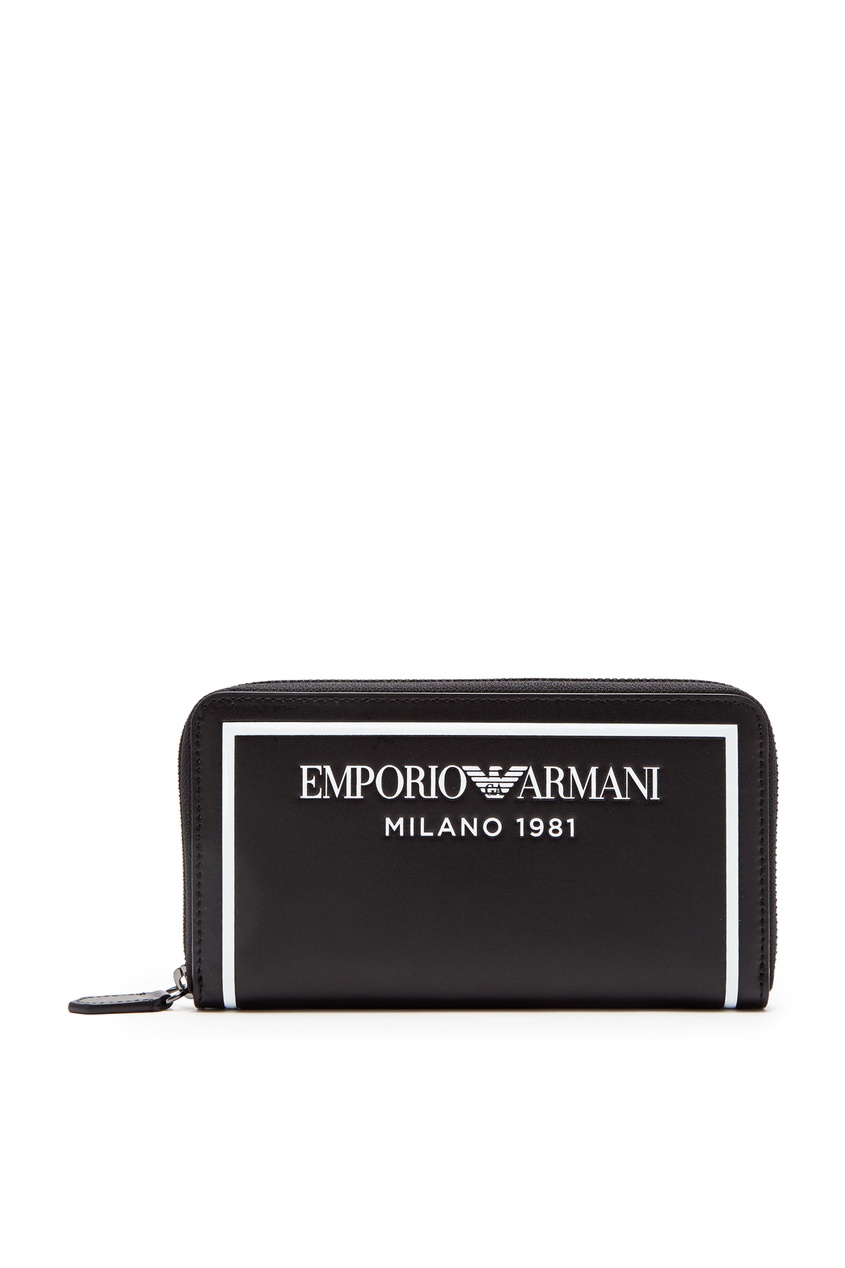 фото Черный кошелек с контрастной окантовкой emporio armani
