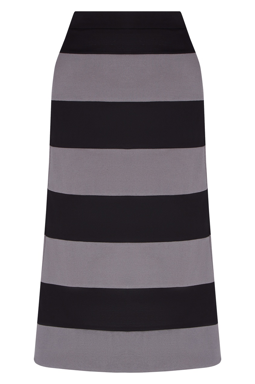 фото Черно-серая юбка-миди в полоску Prada